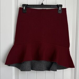 Solemio Burgundy Flared Mini Skirt